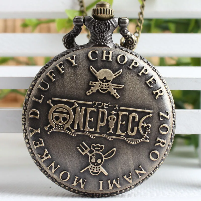 One Piece призрак мультфильм череп ретро кварцевые карманные часы античная