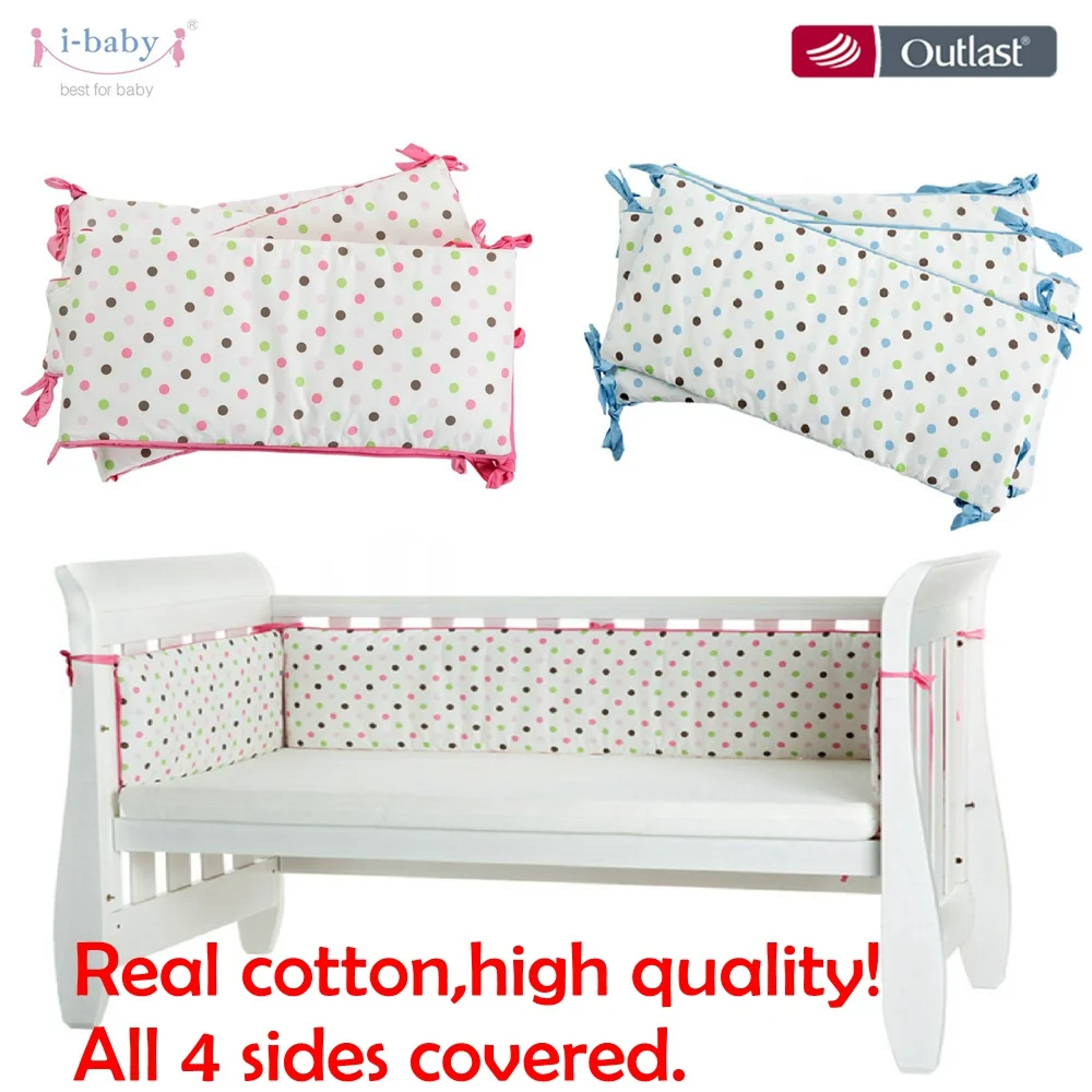Комплект бамперов для детской кроватки i baby хлопковые бамперы в горошек
