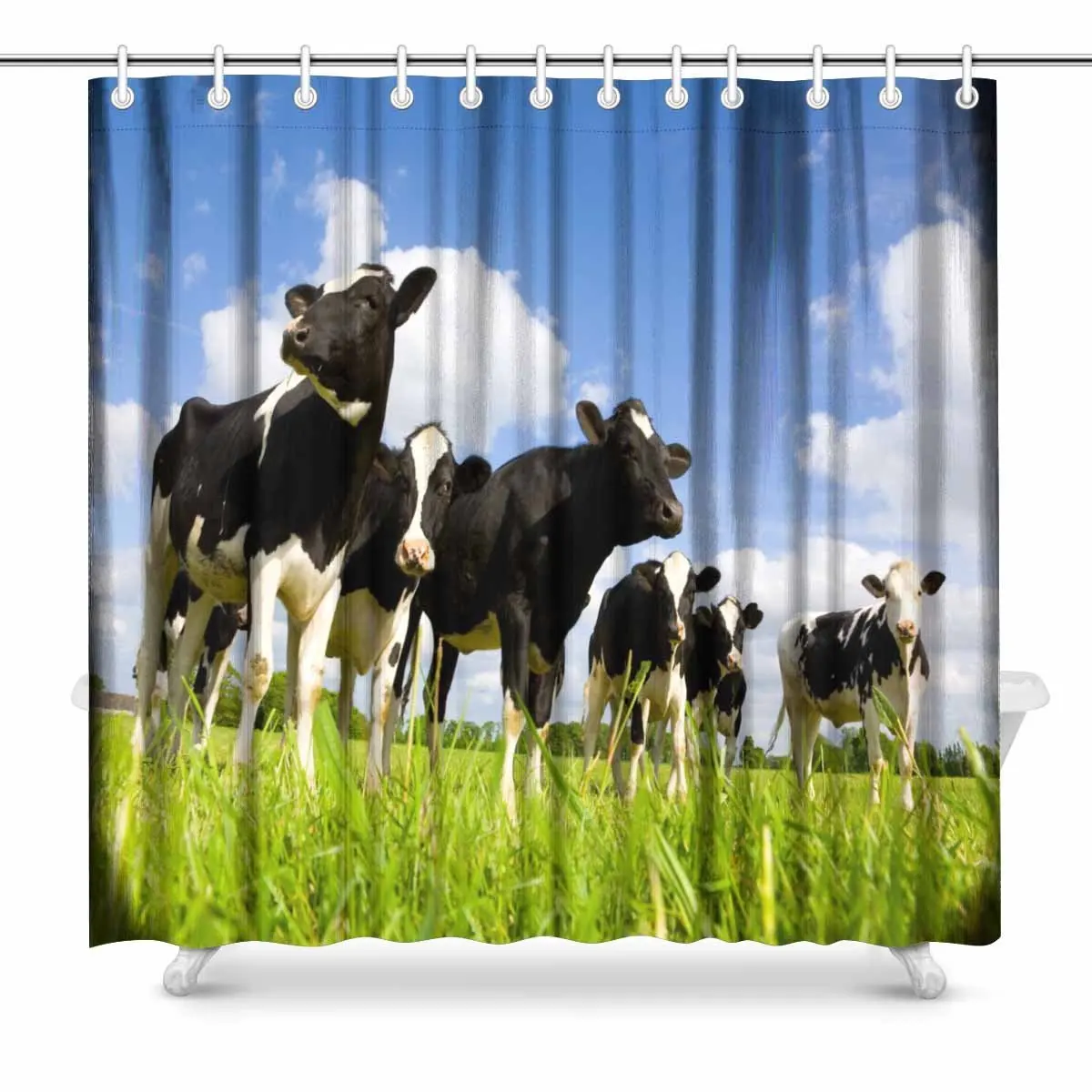 Holstein коровы в луговой ванной комнате 72 дюйма сверхдлинные|curtain in the bathroom|cow shower