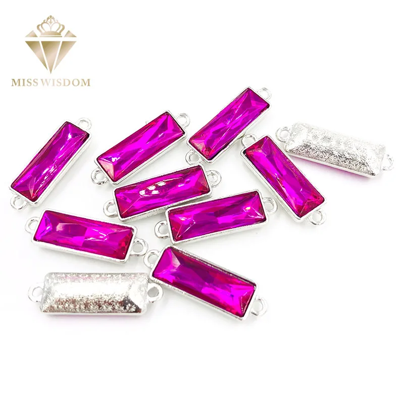 

New 7X21mm Rose sew on rhinestones Straight strip alloy double hanging hole crystal pendant DIY accessories/clothing accessories