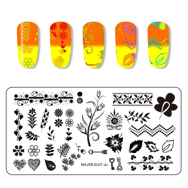 Весенние пластины для штамповки ногтей с изображением насекомых прямоугольные