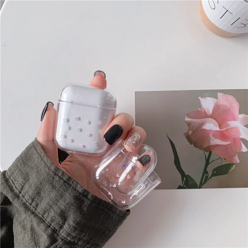 Жесткий Чехол для гарнитура для Airpods чехол милый Беспроводной Bluetooth наушники чехол для Airpods с цветочным узором и героями мультфильмов Прозрачная защитная крышка