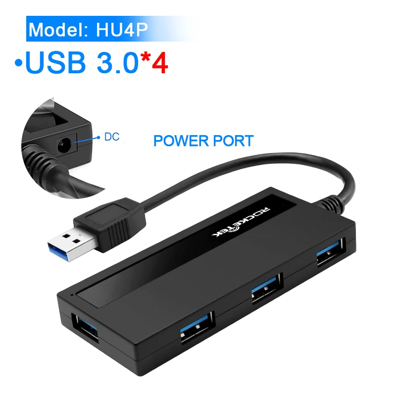 HU4P Rocketek Мульти usb 3,0 2,0 type c концентратор 4 порта адаптер сплиттер интерфейс питания Для iMac MacBook Air usb3.0 ПК компьютер Ноутбук - Цвет: HU4P