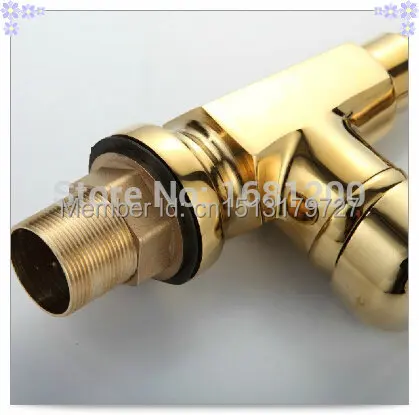 Golden Polished Kitchen faucet Basin swive mxier tap Ti-PVD finish Square Base misturador para banheiro | Обустройство дома