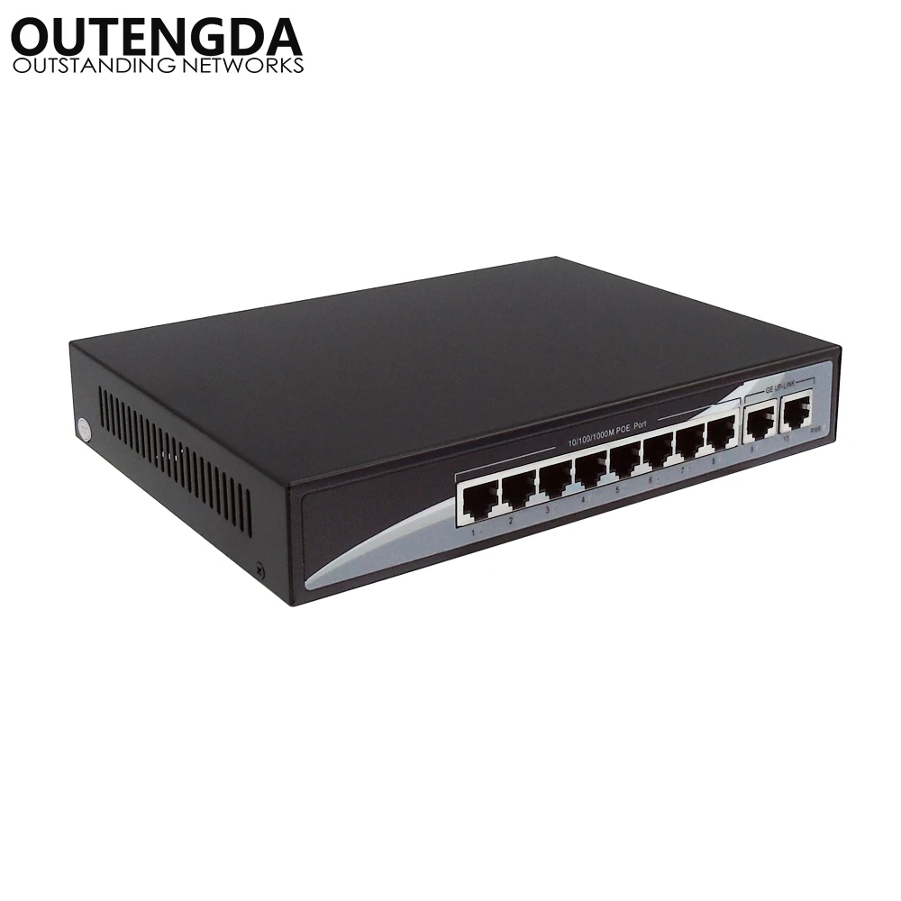 10-портовый полный гигабитный высокомощный сетевой Ethernet-коммутатор 802.af/ at