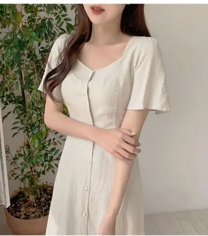 Женское винтажное платье длинное Хлопковое платье-рубашка с пуговицами и бантом