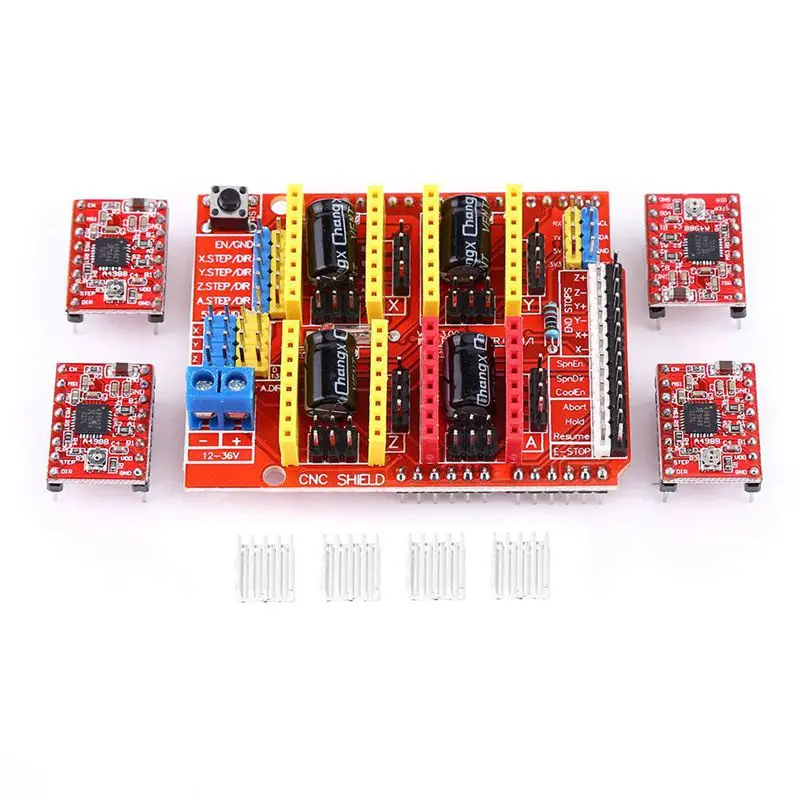 3D щит с ЧПУ для UNO R3 + 4 шт. A4988 Драйвер шагового двигателя Arduino принтера|Драйвер