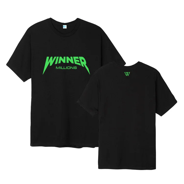 

Kpop winner everywhere concert millions printing o neck t shirt for summer unisex k-pop short sleeve loose black t-shirt