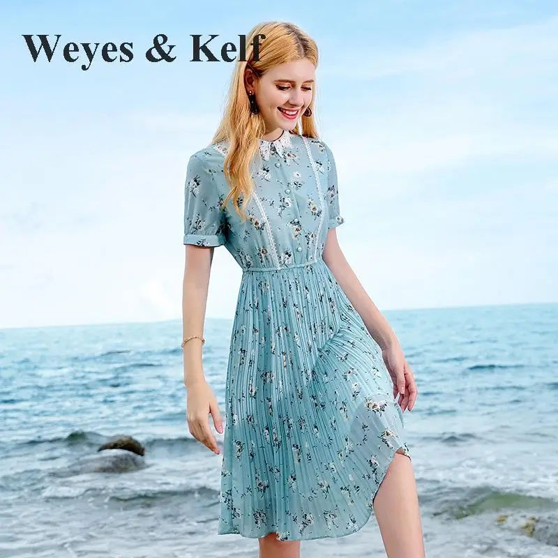 Weyes & Kelf милое летнее шифоновое женское платье с цветочным принтом 2018 модное