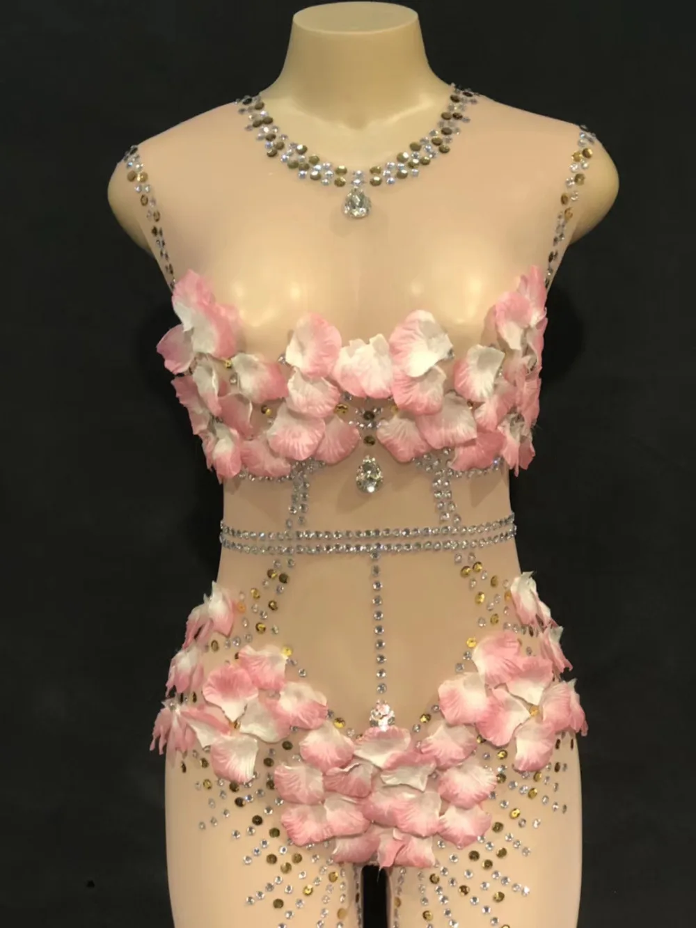 Женский сетчатый прозрачный комбинезон с цветочным принтом розы|Танцевальный