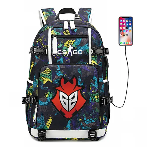 Style 15 CS GO FNATIC Virtus рюкзак USB порт рюкзак сумка Змеиный узор Подростковая Студенческая школьная сумка дорожная сумка для ноутбука - Цвет: Style 15