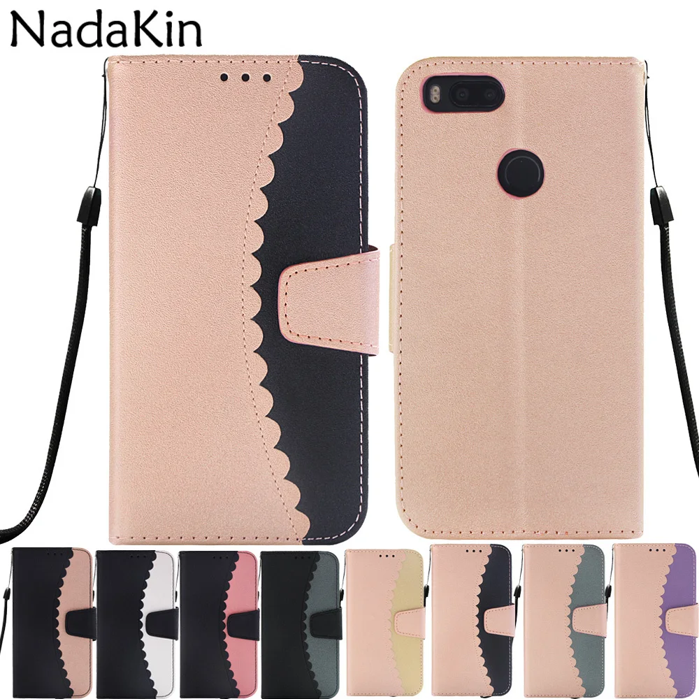 Кожаный чехол книжка с контрастным цветным соединением для Xiaomi Redmi 4A Note 5A Prime 4 4X mi