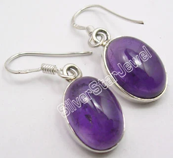 AMETHYST Chanti Международный твердый Серебряный Синий огненный Лабрадорит Драгоценный камень красивые серьги-подвески 3,1 см - Окраска металла: AMETHYST