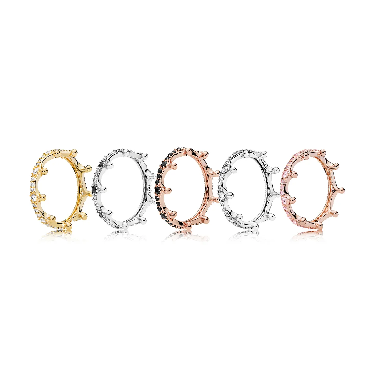 

5 Color Silver Color Diy Crown With Full Crystal Rings For Women Wedding Beauty Jewelry