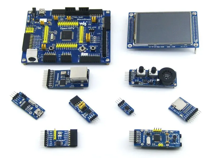 Waveshare STM32 плата STM32F107VCT6 STM32F107 ARM Cortex M3 макетная + 8 аксессуаров модулей = Open107V