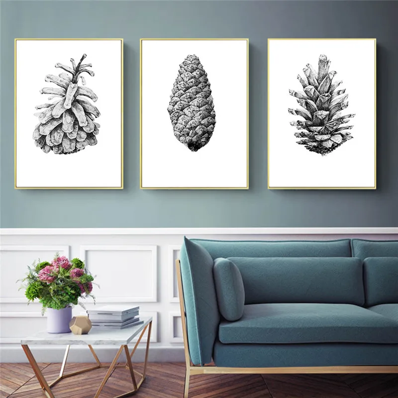 

Poster Sketch Hand Draw Plants Wall Art Canvas Painting Modern Black White Painting Wall Pictures For Living Room Decoration