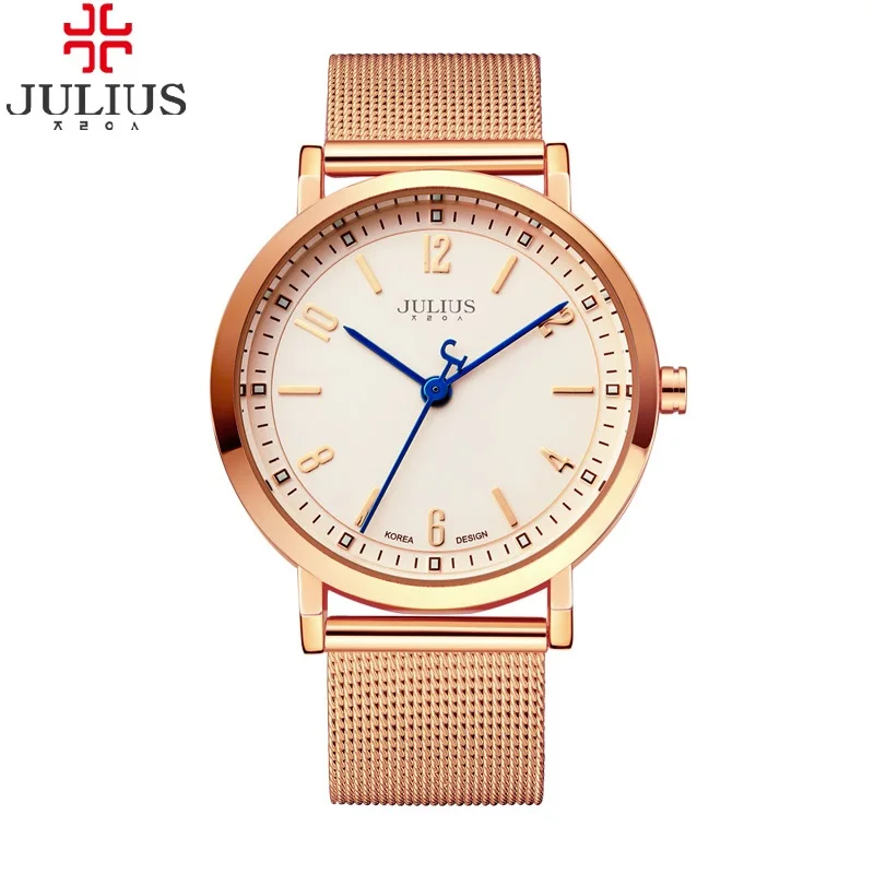 Модный Топ люксовый бренд Юлий Часы мужчин Нержавеющая сталь сетка ремень