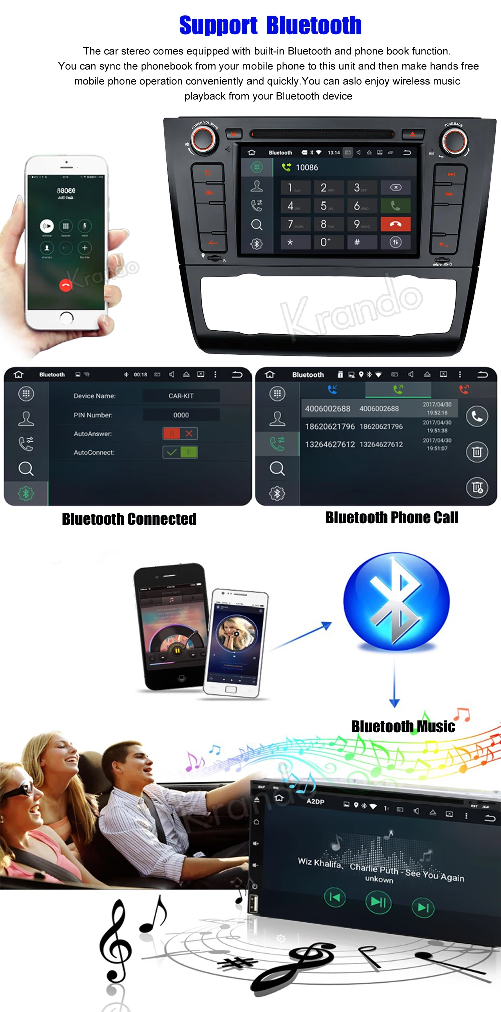 Автомагнитола Krando Android 8 0 7 дюймов 32 Гб ПЗУ для BMW 1 серии e81 2004 2012 gps навигатор плеер