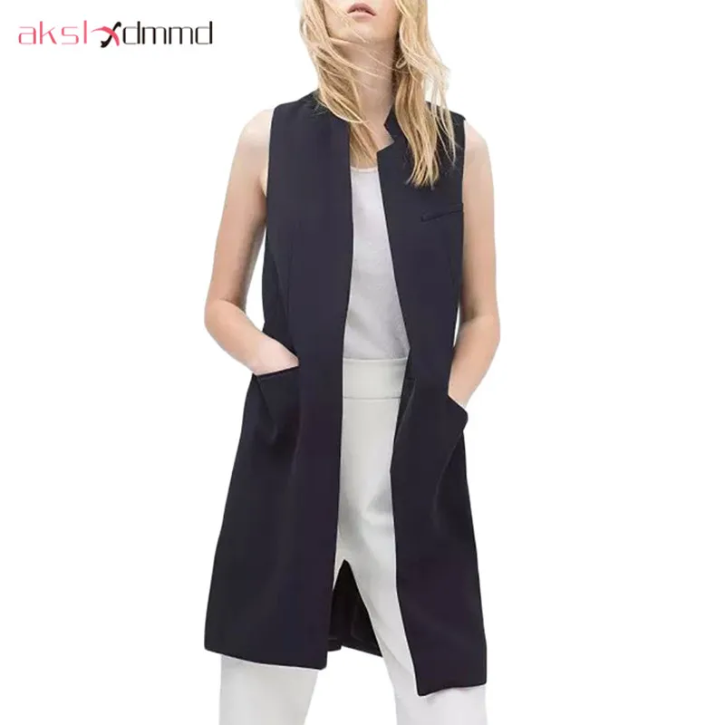 Женский Длинный жилет с разрезом сзади белый или черный повседневный в