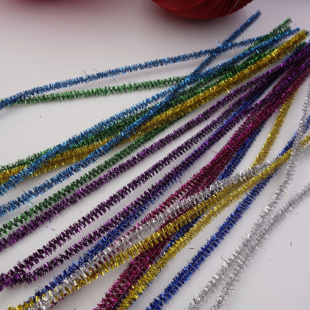 100 шт. 30 см блестящая синель из плюшевой оловянной проволоки проводные палочки