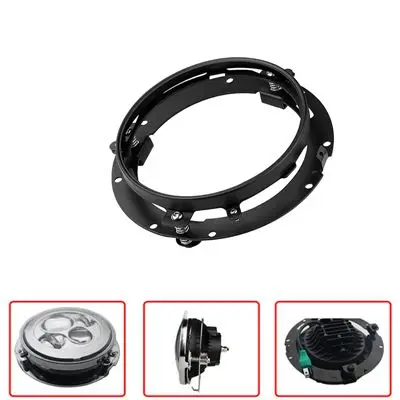 black 1pcs Хромированный 7-дюймовый круглый светодиодный Монтажный кронштейн для фар для Jeep Wrangler JK Land rover defender мотоцикл " B - Цвет: black 1pcs