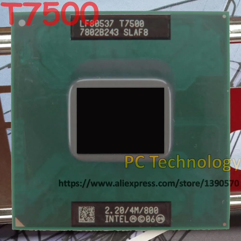 Процессор Intel Core Duo T7500 2 ГГц 4 Мб 800 для ноутбука чипсет 965 Бесплатная доставка
