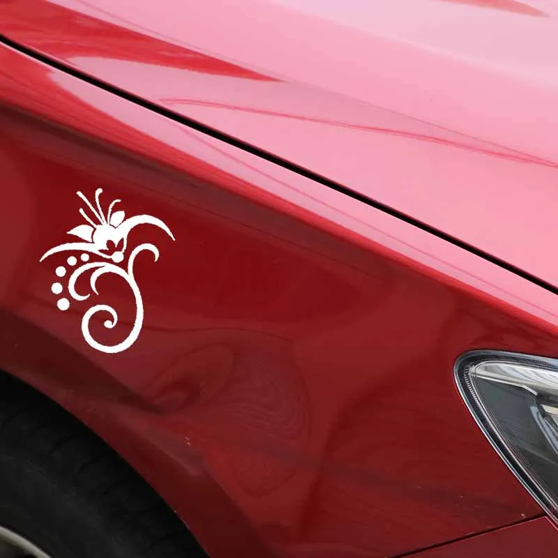 

YJZT 12.9CM*16.2CM Car Sticker Vinyl Decal Creative Design Of Flower Cartoon Decoration Black/Silver C23-0361