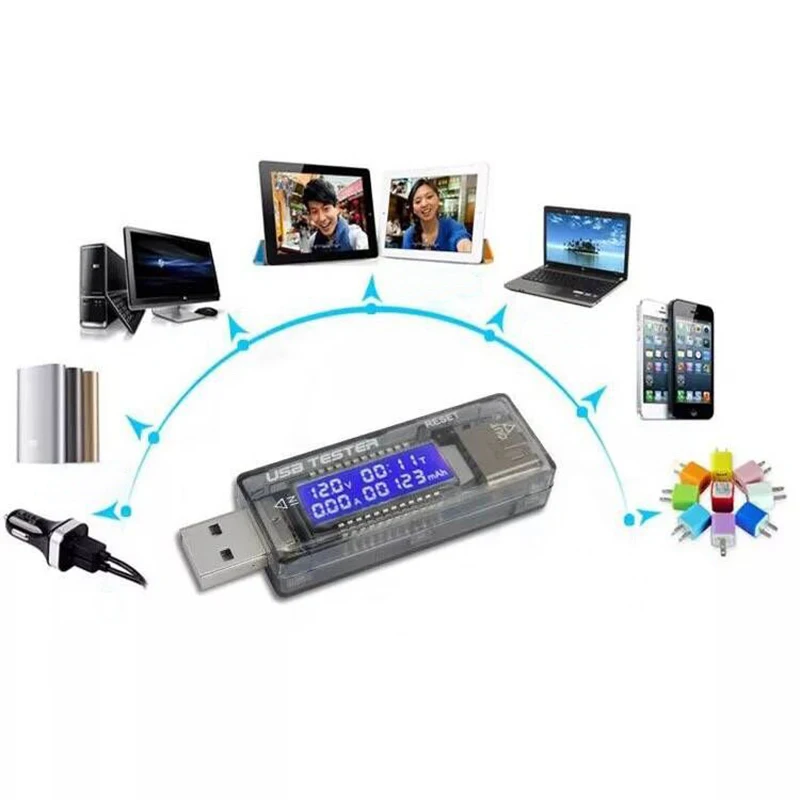 Цифровой USB детектор UANME вольтметр Амперметр с ЖК дисплеем и индикатором заряда
