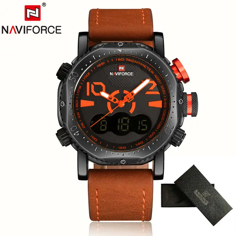 NaviForce Брендовые Часы для мужчин модные спортивные цифровые военные часы с