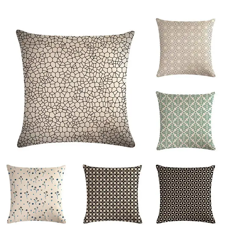 

Vintage Geometric Cushion Cover Colorful Stripes Style 18'' Throw Pillow Case Cotton Linen Decorative Sofa Pillow Cover ZY446