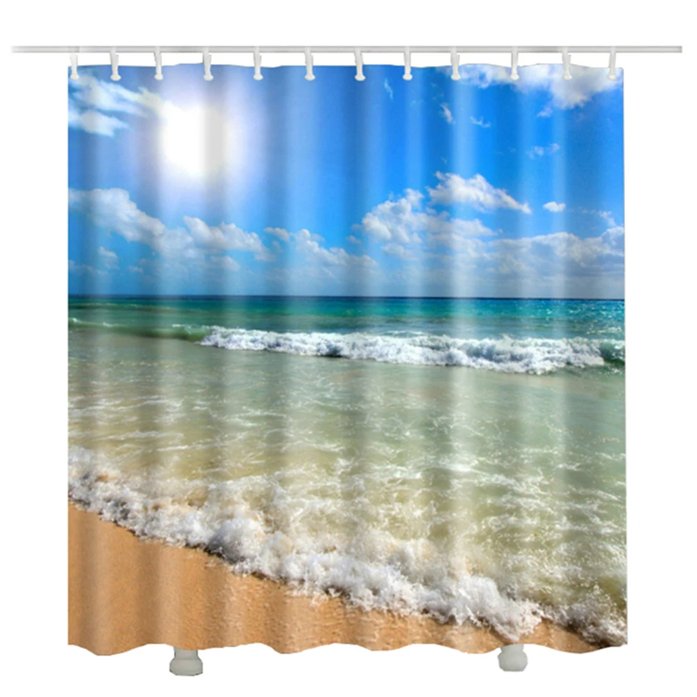 3d занавески для пляжа и душа из полиэстера новый дизайн ткань ванной комнаты