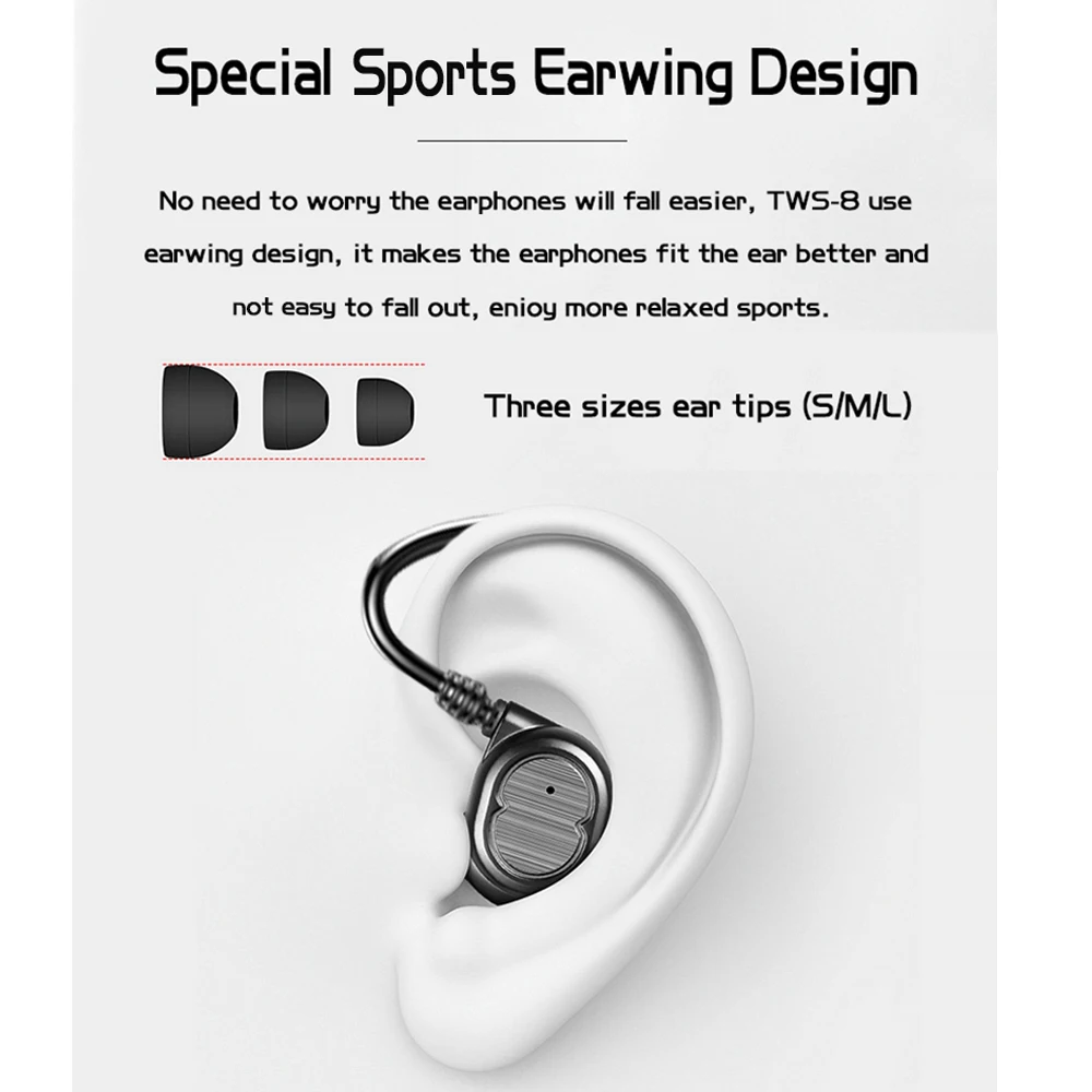 Мини Bluetooth наушники беспроводные спортивные наушники TWS 5.0 стерео бас гарнитура наушник с двойным микрофоном для телефонов.