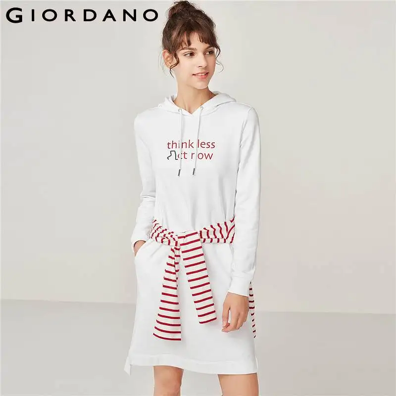 Giordano Женская толстовка платье женские толстовки с принтом букв женское передний