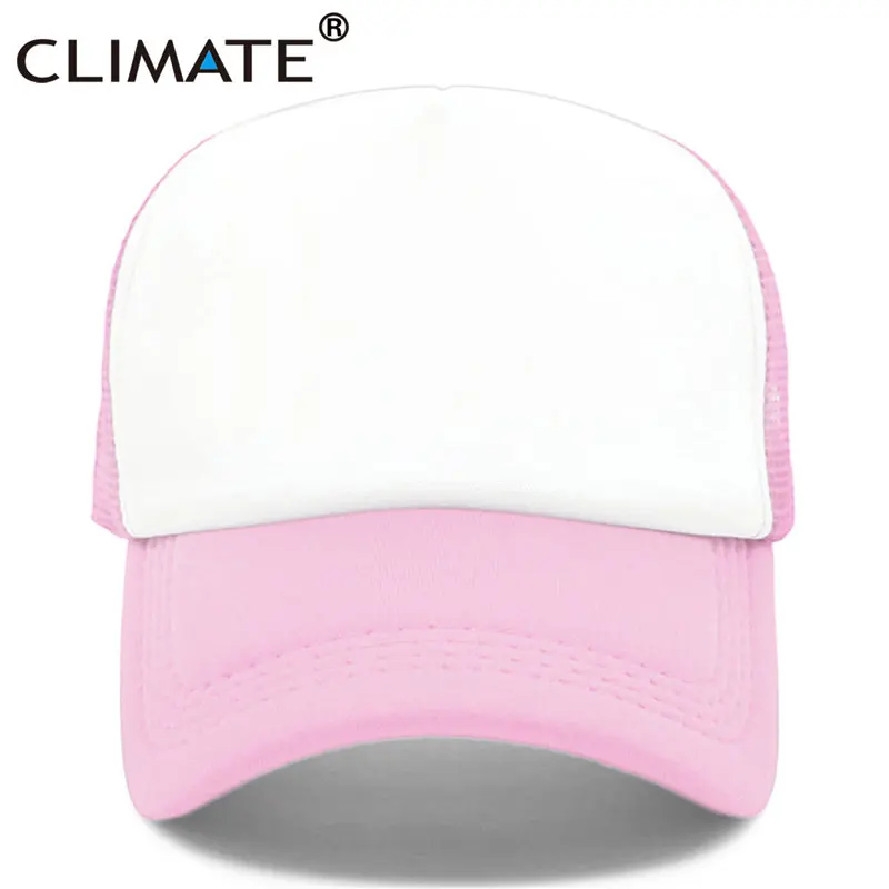 White Pink Blank Cap Климата пустой шляпы водителя грузовика камуфляжные папа Шапки Семья DIY шапки Для мужчин Для женщин малыш детская одежда в стиле хип-хоп, шапка одноцветная без логотипа пустые крышки - Цвет: White Pink Blank Cap