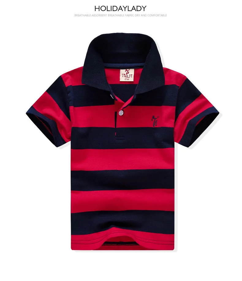 Black red 1-12Yrs для маленьких мальчиков футболка с коротким рукавом Футболка Детская футболка лето прекрасный хлопок детские топы Рубашка в полоску Футболки Одежда для мальчиков - Цвет: Black red