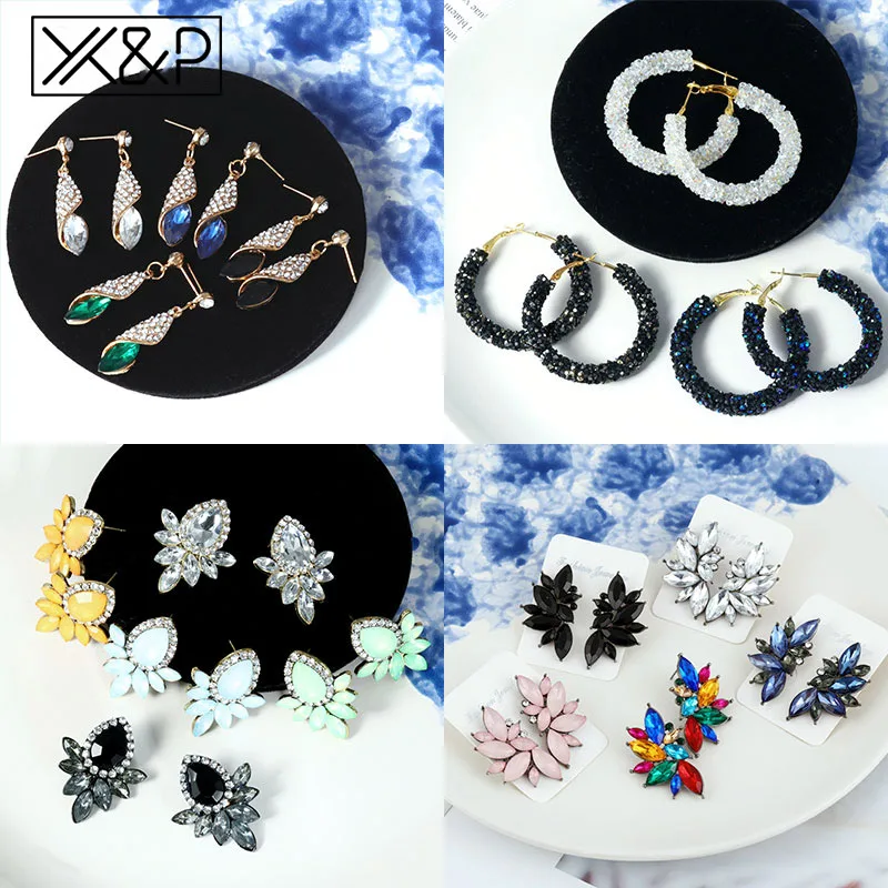X & P Модные Винтажные корейские Кристальные Женские Висячие серьги для женщин