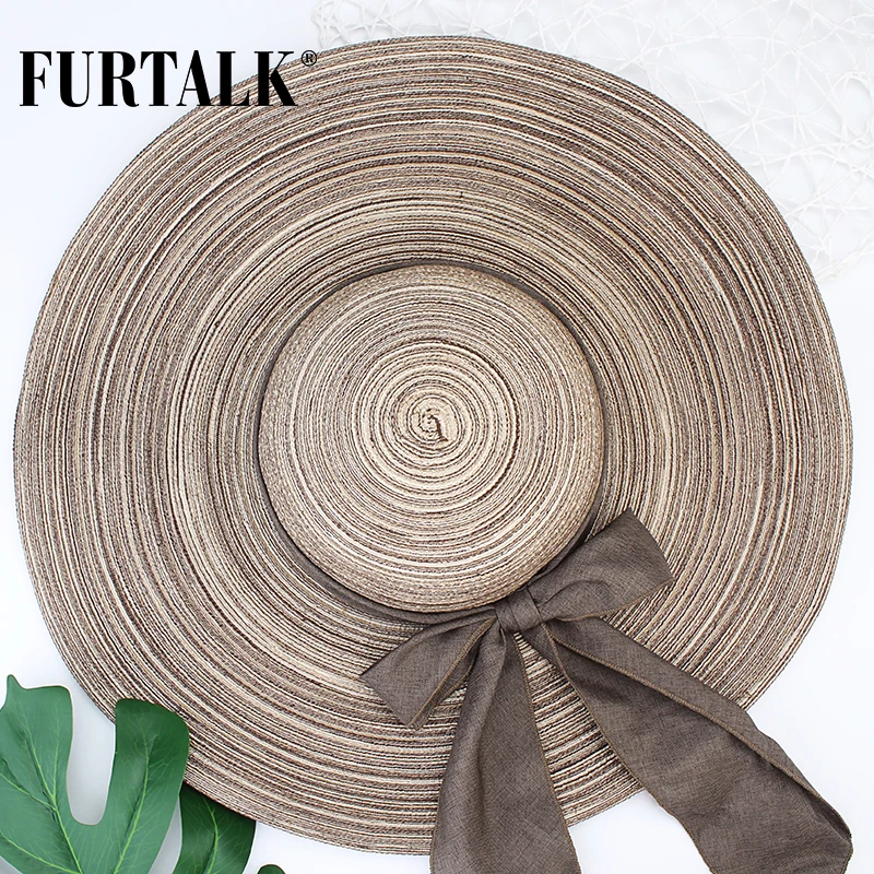 FURTALK ВС шляпы для женщин соломы летняя шляпа пляжные девочек Женская УФ Защитная