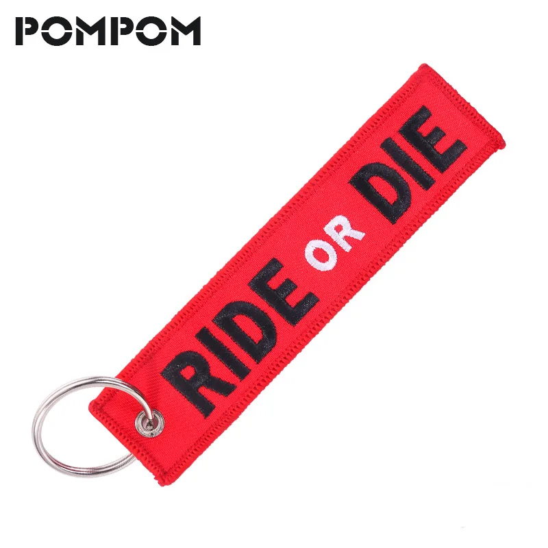 Fashion RIDE OR DIE Keychain Key Holder Chain for Motorcycle Jewelry Embroidery Tag Aviation Gift llavero KeyRing Cars | Украшения и