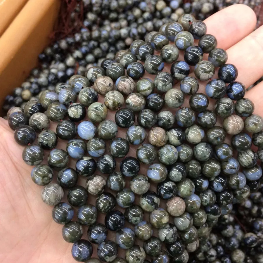 Круглые бусины из серого опалового камня, натуральные бусины из драгоценного камня DIY, свободные бусины для изготовления ювелирных изделий, нить 15 дюймов