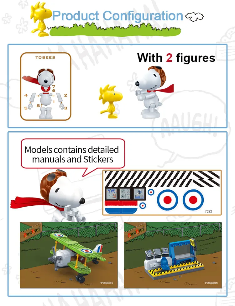 BanBao, горячая Snoopy, арахис, IP фигурка, пластиковые строительные блоки, игрушки для детей, обучающая модель, DIY Кирпичи, совместимый бренд