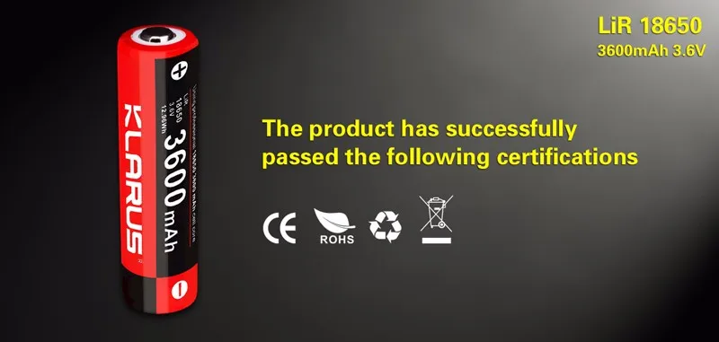 klarus 3600 mAh литий-ионный перезаряжаемый аккумулятор 18650 Аккумулятор для портативного светодиодный фонарик, множественная защита