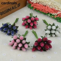 144pcs christmas stamen small glass berries artificial flower pearlized wedding simulation glass strawberry decoration