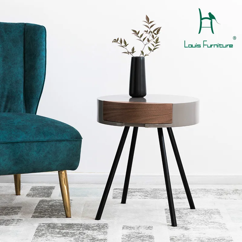 

Louis Fashion Sofa Tables North European Living Room Side Small Round Table Creative Bedside Modern Simple Corner
