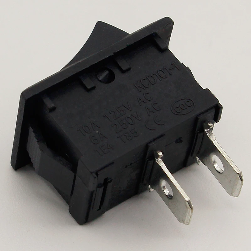5 шт./лот черный кнопочный мини переключатель 6A 10A 110V 250V KCD1 2 контактный ВКЛ/ВЫКЛ 21