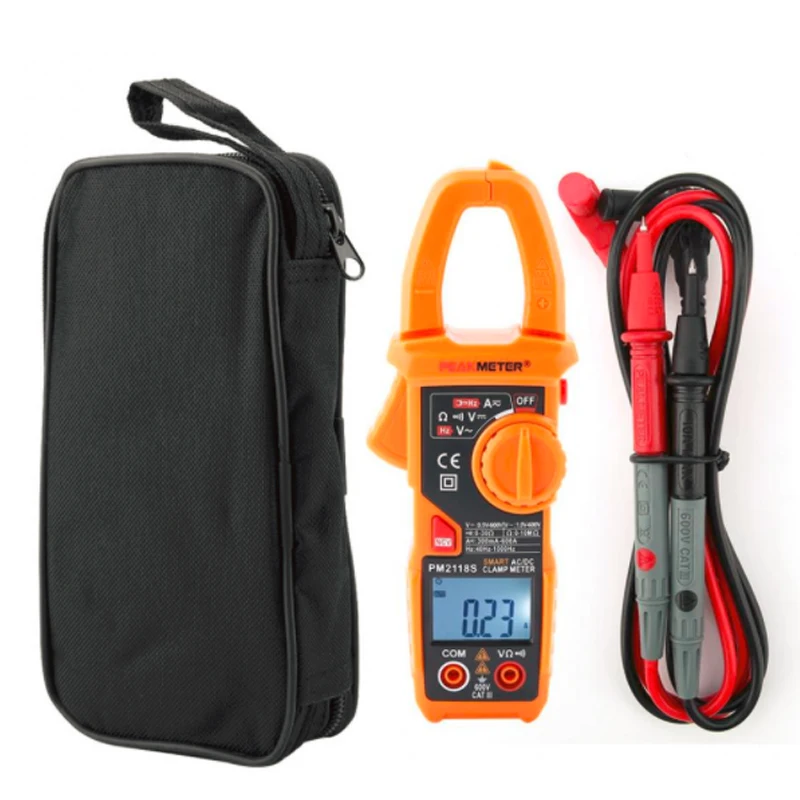 PEAKMETER PM2118S клещи Портативный Смарт мультиметр AC DC Вольт-амперные характеристики измерение электропроводности тестер с НТС