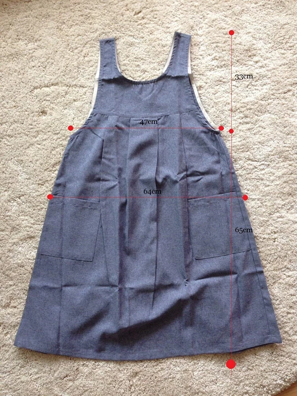 British Style Back Button Shape Natural Cotton Apron Big Size Kitchen Cooking Clothes -blue Color | Дом и сад