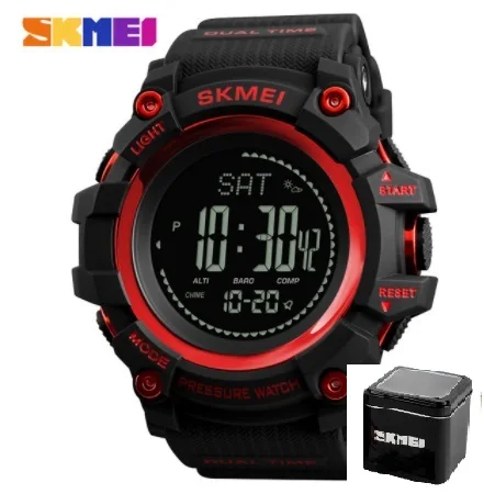 RED PLUS SKMEI Брендовые мужские спортивные часы шагомер калории цифровые часы альтиметр барометр компас термометр погода мужские часы - Цвет: RED PLUS