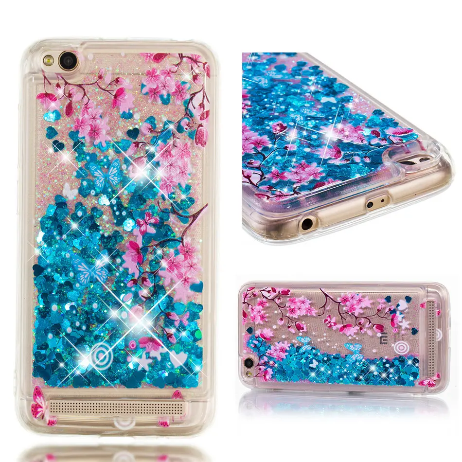 Liquid Shining Phone Case For Xiaomi 5X A1 Redmi Note 5 5A 4X 4 4A Note5 Pro Capa Plum Tower Cute Soft Back Cover Cases Bag P03G