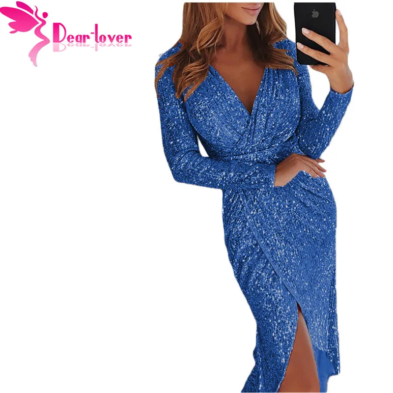 Dear Lover платья с длинными рукавами Осенние сексуальные женские вечерние блестками