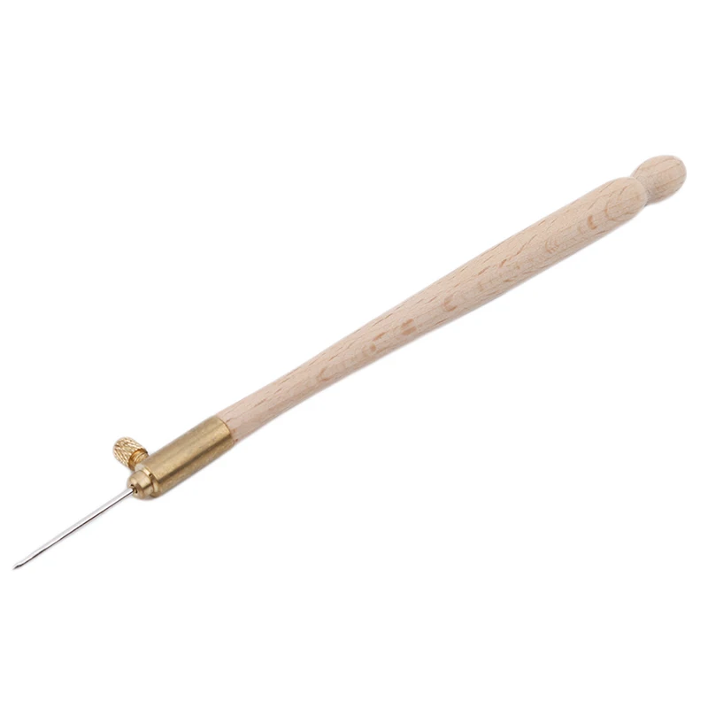 Деревянная ручка металлический крючок для вязания с 3 иглами Набор вышивки и